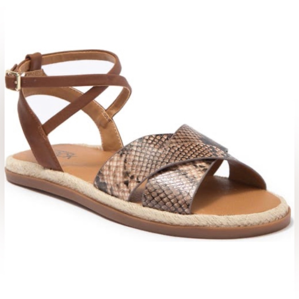 Faux Snakeskin Espadrille Sandals